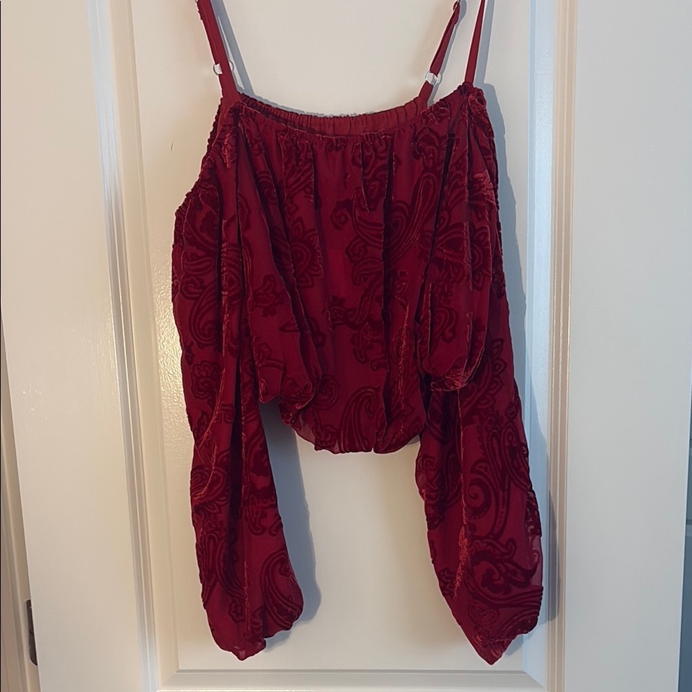 Red Velvet Off the Shoulder Top